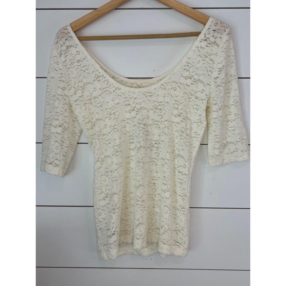 NWT Anthropologie Pure + Good Floral Lace Top Small Coquette fairy quiet luxury - Picture 3 of 7